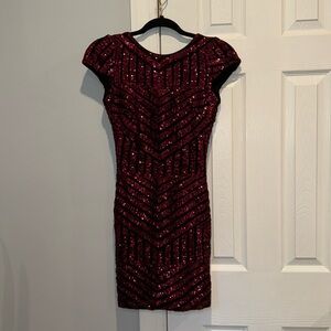 Dress the population red and black sequins dress used but in MINT condition